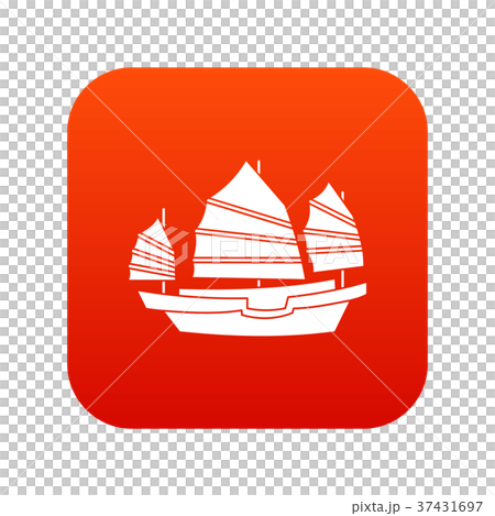Junk boat icon digital red 37431697