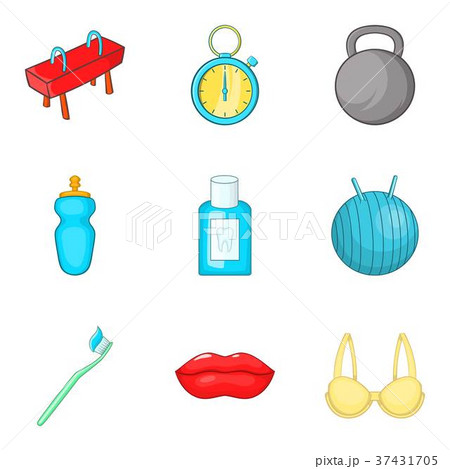 Overcoming yourself icons set, cartoon style 37431705