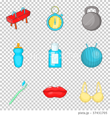 Overcoming yourself icons set, cartoon style 37431705