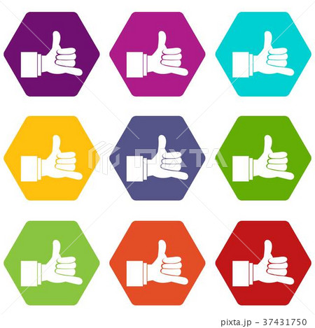Call me gesture icon set color hexahedron 37431750