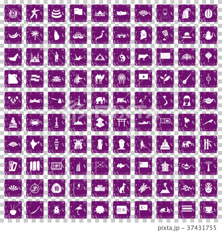100 Asia icons set grunge purple 100 Asia icons set grunge purple 37431755
