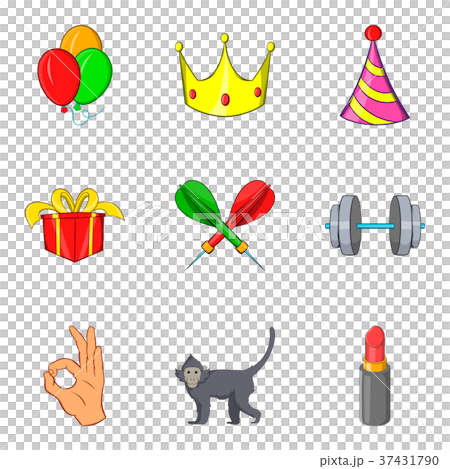 Excellent performance icons set, cartoon style 37431790