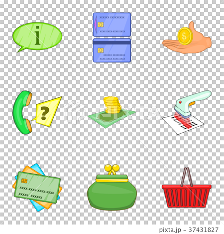 Stock of money icons set, cartoon style Stock of money icons set, cartoon style 37431827