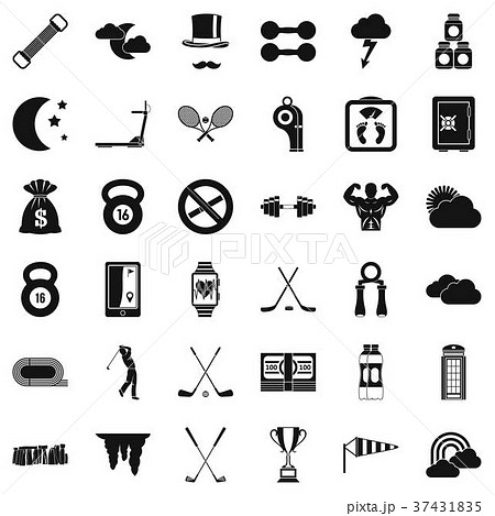 Bodybuilding icons set, simple style 37431835
