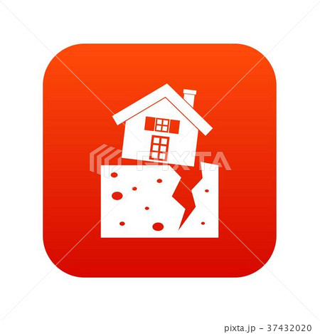 House after an earthquake icon digital red House after an earthquake icon digital red 37432020
