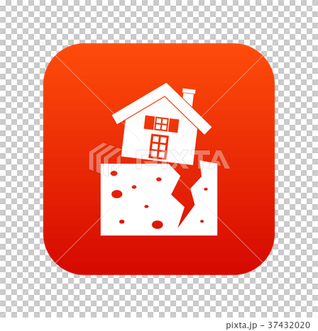 House after an earthquake icon digital red House after an earthquake icon digital red 37432020