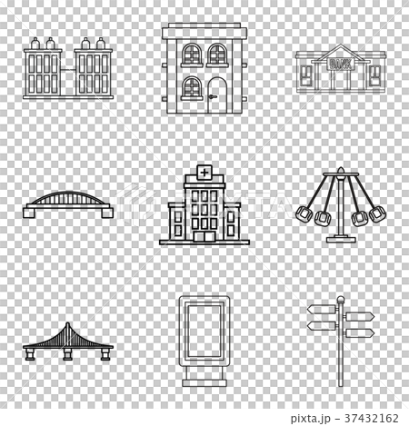 Big city icons set, outline style - Stock Illustration [37432162] - PIXTA