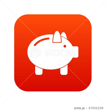 Piggy bank icon digital red Piggy bank icon digital red 37432230