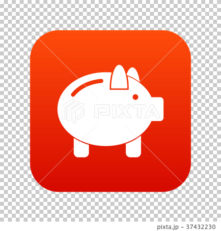 Piggy bank icon digital red Piggy bank icon digital red 37432230