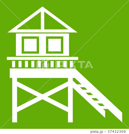 Wooden stilt house above water sketch Royalty Free Vector
