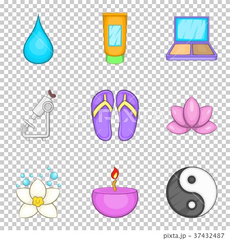 Asian beauty salon icons set, cartoon style 37432487