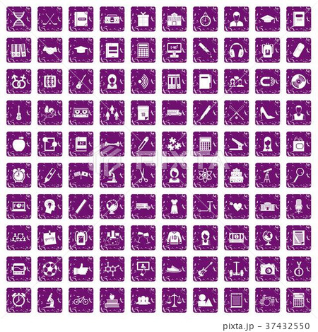 100 hi-school icons set grunge purple 37432550
