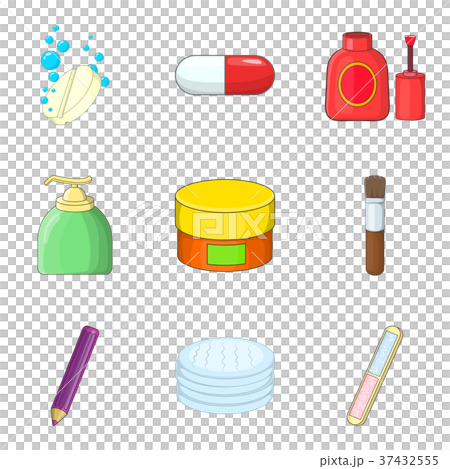 Women cosmetic icons set, cartoon style Women cosmetic icons set, cartoon style 37432555