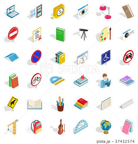 Lamp icons set, isometric style 37432574