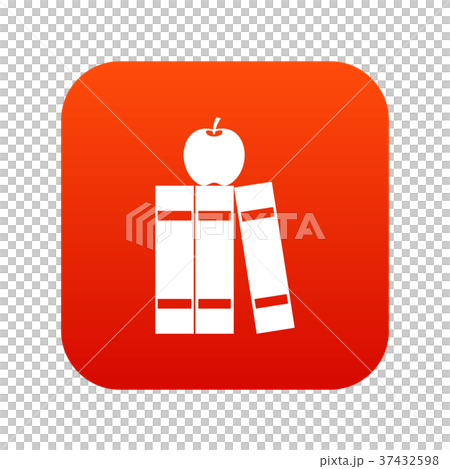 Stack of books and apple icon digital red 37432598