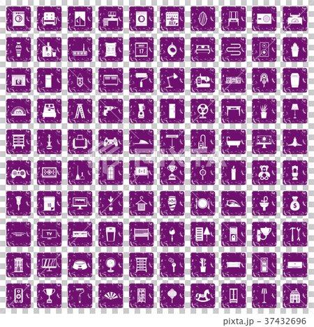 100 home icons set grunge purple 100 home icons set grunge purple 37432696