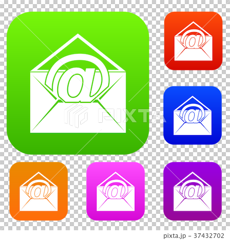 Envelope with email sign set color collection Envelope with email sign set color collection 37432702