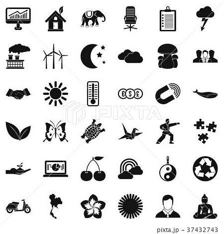 Windmill icons set, simple style 37432743