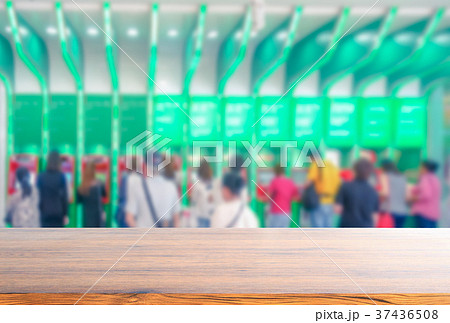 blurred ATM machine with wooden blurred ATM machine with wooden 37436508