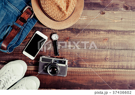 メンズ デニム ファッション 物撮りの写真素材