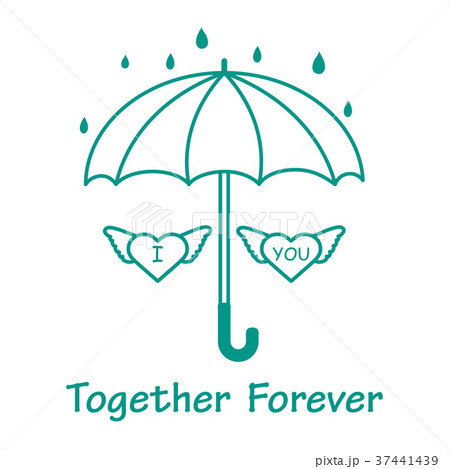 Two hearts with wings under an umbrella 37441439