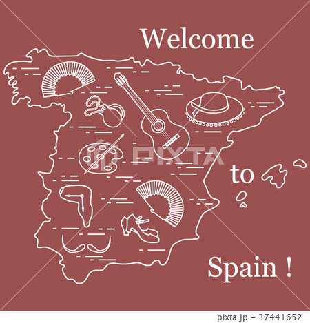 various symbols of Spain arranged in a circle various symbols of Spain arranged in a circle 37441652