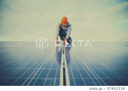 industry and solar power plant working concept industry and solar power plant working concept 37442316