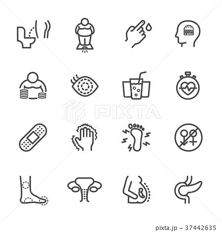 Diabetes Symptoms, Simple thin line icons. 37442635