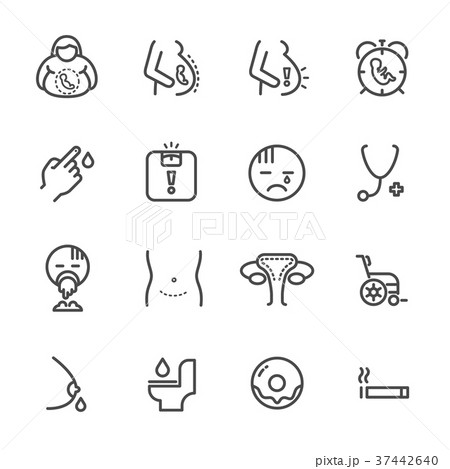 Obesity and Pregnancy, women health line icons Obesity and Pregnancy, women health line icons 37442640