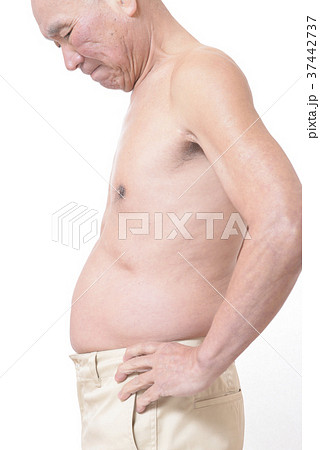 太った男性のお腹の写真素材
