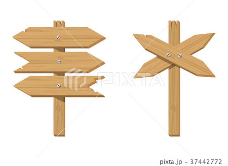 Empty direction blank on wooden signboard. Empty direction blank on wooden signboard. 37442772