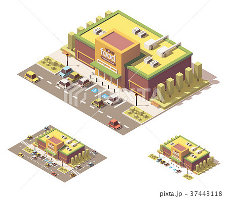 Vector isometric low poly supermarket 37443118