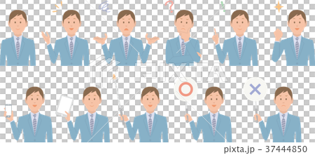 スーツ ビジネスマン 男性 イラスト セット バリエーション ベクター スーツ ビジネスマン 男性 イラスト セット バリエーション ベクター 37444850