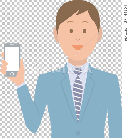 スーツ ビジネスマン 男性 Iphone スマートフォン イラストのイラスト素材