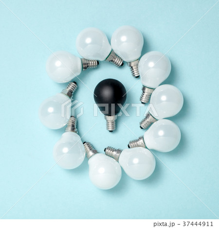 One light bulb outstanding,glowing different 37444911