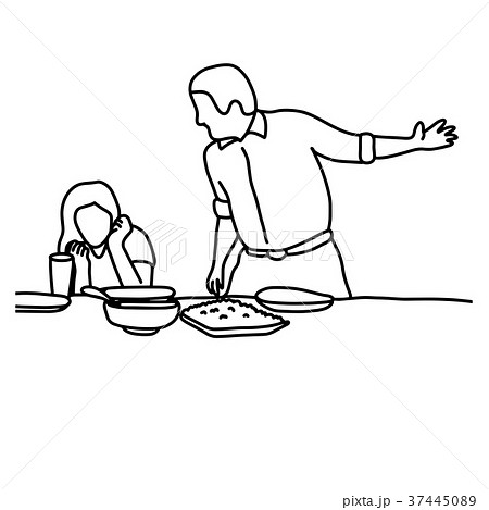 husband and wife in quarrel in kitchen  37445089