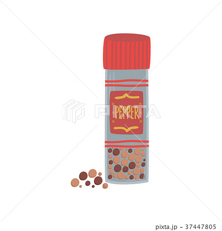 Jar with colorful peppercorn, spice herb, element 37447805