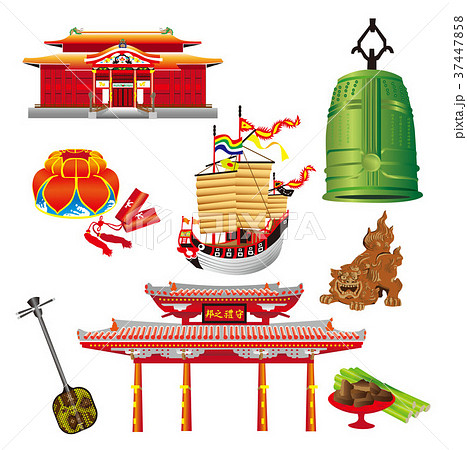 琉球王国貿易時代アイコンのイラスト素材