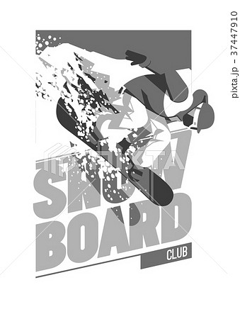 Freeride Snowboarder In Motion Sport Poster Orのイラスト素材