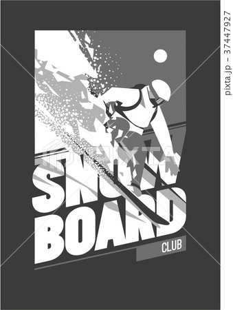 Freeride snowboarder in motion. Sport poster or 37447927