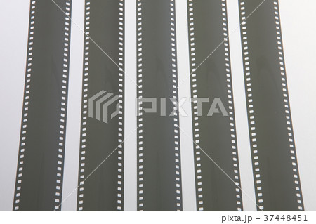 The unrolled exposed 35mm film strips  37448451