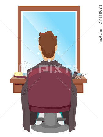 Man Seat Barbers Cut Illustration Man Seat Barbers Cut Illustration 37448681