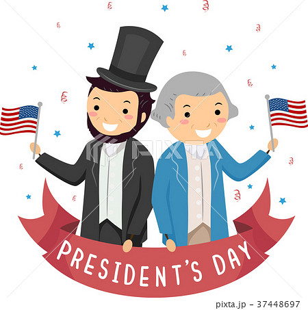 Stickman Lincoln Washington Presidents Dayのイラスト素材