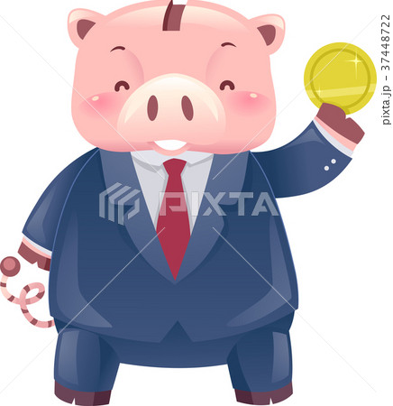 Piggy Bank Robot Mascot Business Suit Coin 37448722
