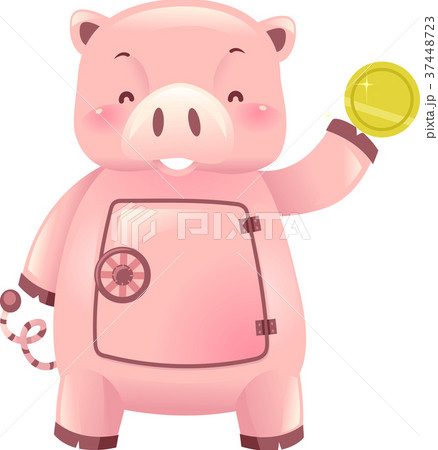 Piggy Bank Robot Mascot Coin Save Illustration 37448723