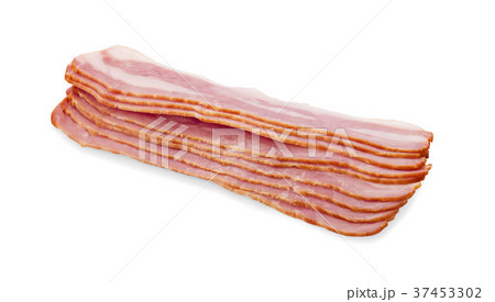 isolated raw bacon on white background 37453302