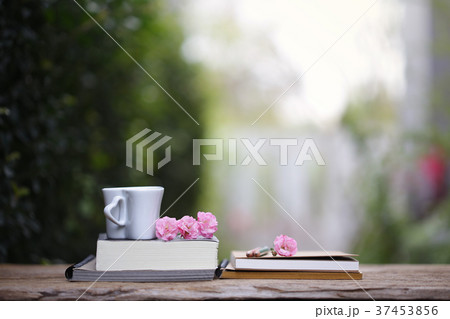 Heart shape cup and diary note at outdoor Heart shape cup and diary note at outdoor 37453856