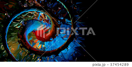Abstract polygonal spiral shape on dark space 37454289