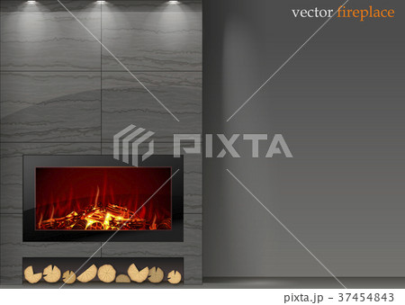 Modern fireplace with fire Modern fireplace with fire 37454843