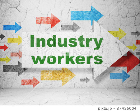 Manufacuring concept: arrow with Industry Workers Manufacuring concept: arrow with Industry Workers 37456004